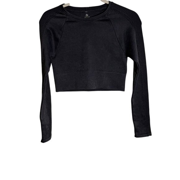 Offline By Aerie Long Sleeve Ribbed Cropped Top M Black NWOT - Picture 3 of 6